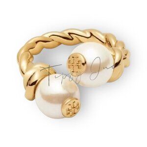 ✺ SIZE 7 ✺ AUTHENTIC TORY BURCH ROLLED PEARL LOGO RING   ✺✺